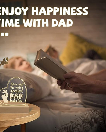 Wood LED Display Base with Acrylic Sheet, Dad Gifts from Daughter Son LED Acrylic Light Base Wood Display LED Stand - LeafyLoom