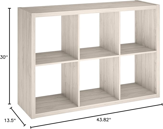 ClosetMaid 4569 Decorative Open Back 6-Cube Storage Organizer, Bleached Walnut - LeafyLoom