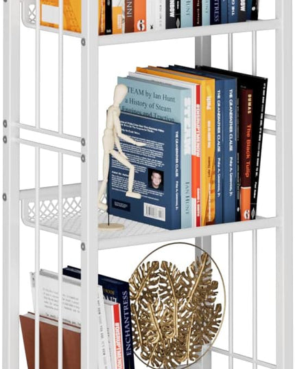 Bookshelf Storage Shelf Bookcase Freestanding Storage Stand for Living Room, Bedroom, Kitchen, Rust Resistance, Easy Assembly Free Combination Multi-Functional Organizer (5 Tiers,White) - LeafyLoom