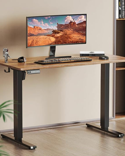 Sweetcrispy Electric Standing Desk, 40 x 24in Adjustable Height Electric Stand up Desk Standing Computer Desk Home Office Desk Ergonomic Workstation with 3 Memory Controller, Rustic Brown - LeafyLoom