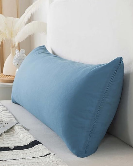 WhatsBedding Memory Foam Body Pillow with Breathable Zippered Cotton Cover, Full Body Pillow for Adults, Long Pillow for Sleeping, Firm Body Pillow Fluffy Supportive - Foggy Blue - LeafyLoom