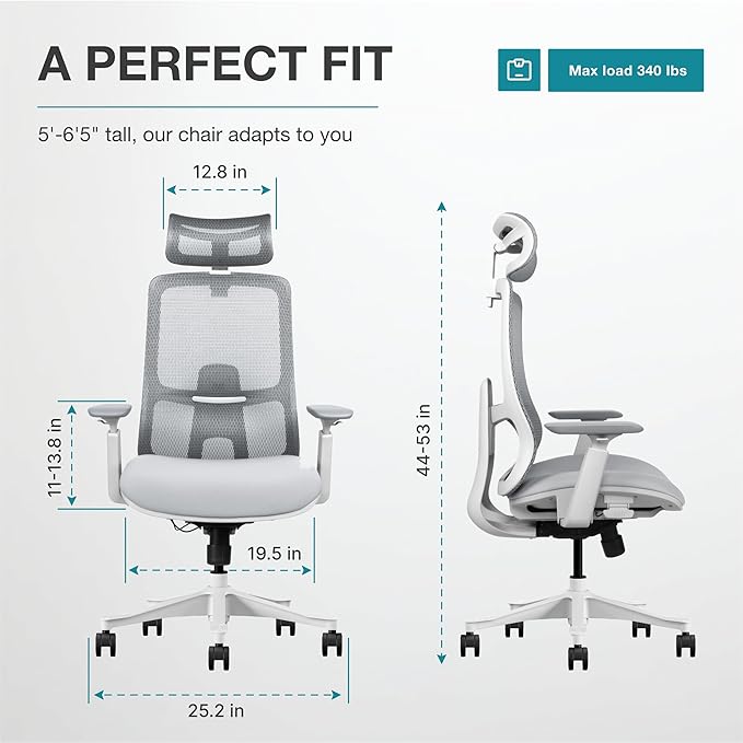 Takumi Ergonomic Office Chair Lumbar Support: Ergonomic Chair, Mesh Office Chair, Ergonomic Desk Chair, Best Desk Chair for Long Hours, Mesh Office Chair for Heavy People - Premium Cushion - LeafyLoom