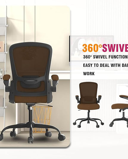 Office Chair, Ergonomic Desk Chair with Adjustable Lumbar Support, High Back Mesh Computer Chair with Flip-up Armrests-BIFMA Passed Task Chairs, Executive Chair for Home Office - LeafyLoom