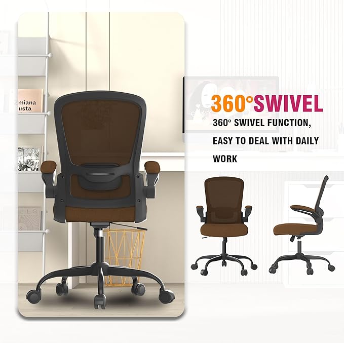 Office Chair, Ergonomic Desk Chair with Adjustable Lumbar Support, High Back Mesh Computer Chair with Flip-up Armrests-BIFMA Passed Task Chairs, Executive Chair for Home Office - LeafyLoom