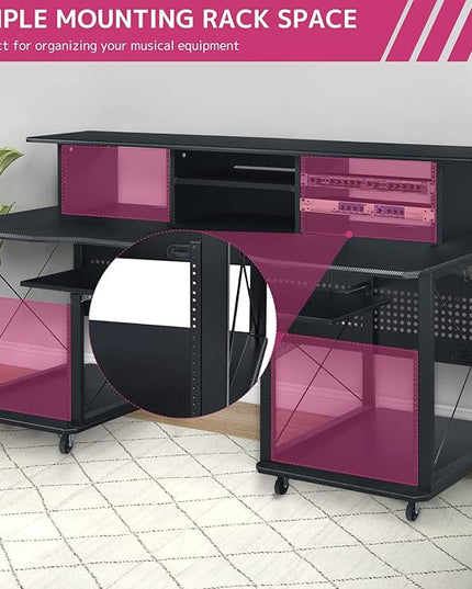 Acme Furniture Metal and Wooden Music Desk with Wheels, Black - LeafyLoom