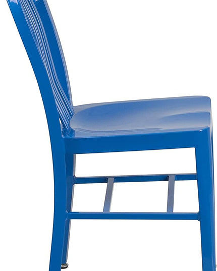 Flash Furniture Gael Commercial Grade 2 Pack Blue Metal Indoor-Outdoor Chair - LeafyLoom