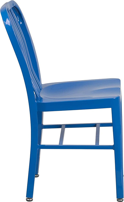 Flash Furniture Gael Commercial Grade 2 Pack Blue Metal Indoor-Outdoor Chair - LeafyLoom