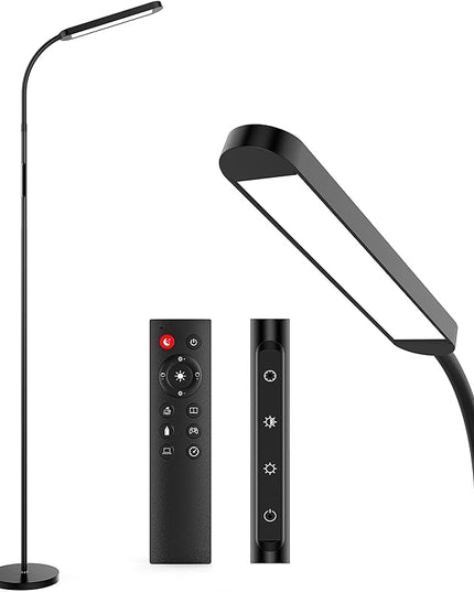 MediAcous Floor Lamp, LED Floor Lamp for Living Room, 5 Colors & Brightness & Step-less Adjustable, Standing Lamp with 1H Timer, Remote & Button, Dimmable Reading Floor Lights, Work with Wall Switch - LeafyLoom