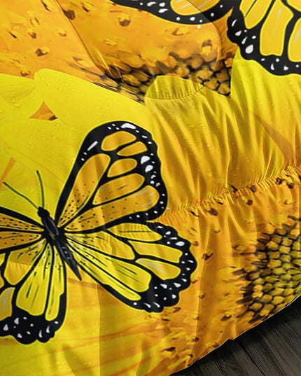 Kid Galloping Horse Comforter Sunflower Butterfly Cowhide Horse Bedding Set for Boys Girls Adult, 1 Comforter + 2 Pillowcases - LeafyLoom