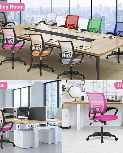 BestOffice Home Office Chair Ergonomic Desk Chair Mesh Computer Chair with Lumbar Support Armrest Executive Rolling Swivel Adjustable Mid Back Task Chair,Pink - LeafyLoom