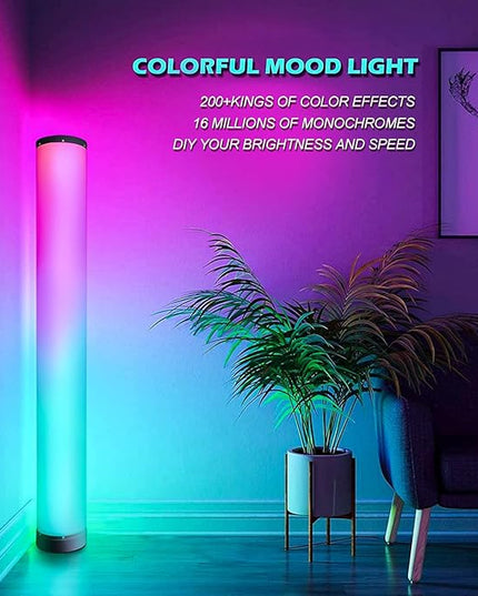 RGB Floor Lamp 2 Pack, Color Changing Corner Lamps Music Sync with Remote & Smart App Control, Modern LED Floor Lamps 1600 Million Dimmable, 200+ Scene Modes Standing Lamp for Bedroom/Living Room - LeafyLoom