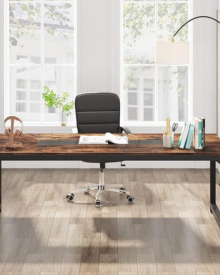 Tribesigns Modern Computer Desk, 78.7 x 39.4 inch X Large Executive Office Desk Computer Table Study Writing Desk Workstation for Home Office,Rustic/Black - LeafyLoom