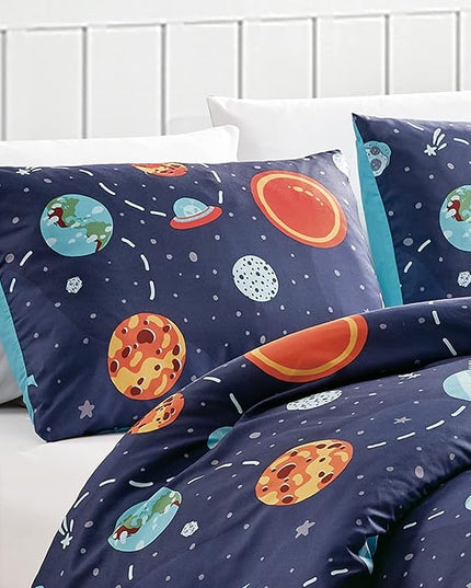 for Kids My Universe Hearts 4-Piece Comforter Set - Beautiful Motif Design Bedding Set with Embrodery Print - LeafyLoom
