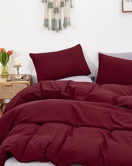 Burgundy Comforter Full Size Dark Red Bedding Set Soft Pure Burgundy Comforter Set Durable Burgundy 3 PCs Bed Set 1 Comforter with 2 Pillowcases - LeafyLoom