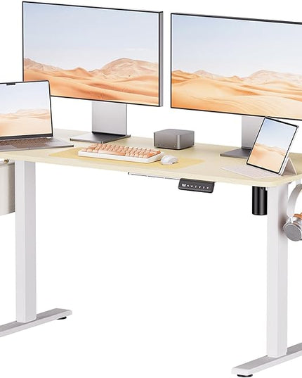 Electric Standing Desk - Adjustable Height with Memory Preset, 55 x 24 Inches Ergonomic Design Stand Up Home Office Standing Desk - LeafyLoom