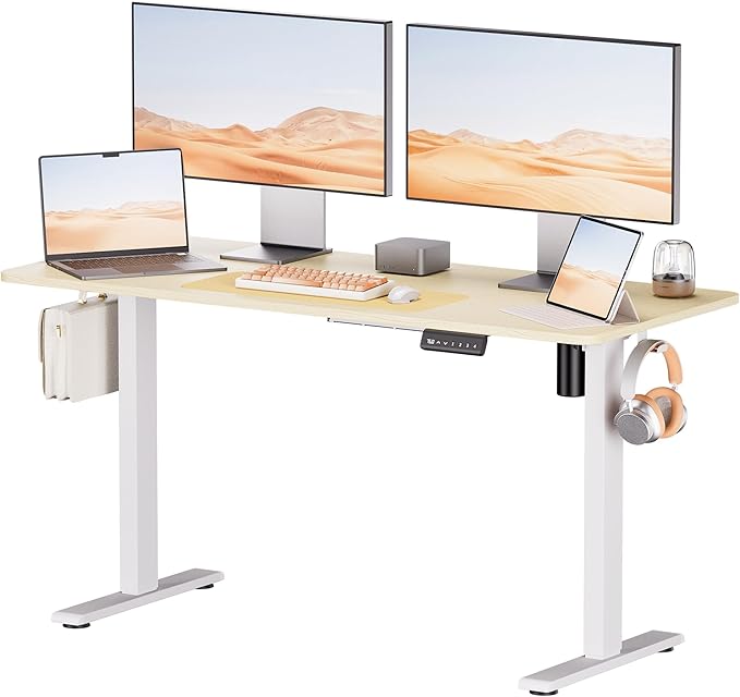 Electric Standing Desk - Adjustable Height with Memory Preset, 55 x 24 Inches Ergonomic Design Stand Up Home Office Standing Desk - LeafyLoom