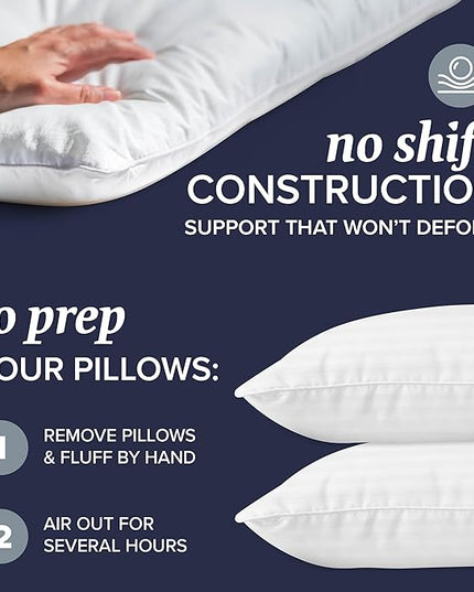 Beckham Hotel Collection Bed Pillows King Size Set of 2 - Down Alternative Bedding Gel Cooling Big Pillow for Back, Stomach or Side Sleepers - LeafyLoom