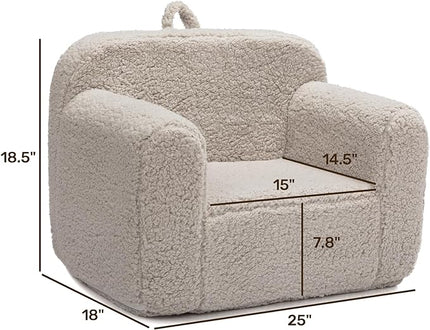 ALIMORDEN Kids Ultra-Soft Snuggle Foam Filled Chair, Toddler Cuddly Sherpa Reading Couch for Boys and Girls, Light Grey - LeafyLoom