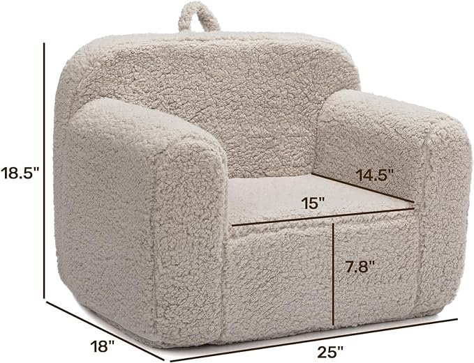 ALIMORDEN Kids Ultra-Soft Snuggle Foam Filled Chair, Toddler Cuddly Sherpa Reading Couch for Boys and Girls, Light Grey - LeafyLoom