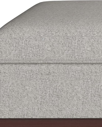 SIMPLIHOME Owen 36 Inch Wide Mid Century Modern Square Coffee Table Lift Top Storage Ottoman in Upholstered Cloud Grey Taupe Polyester Fabric, For the Living Room - LeafyLoom