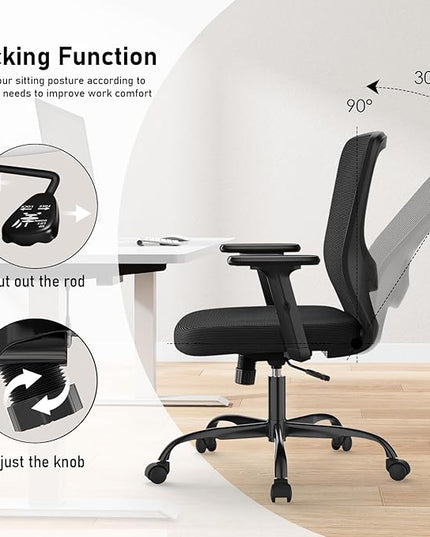 Office Chair, Ergonomic Desk Chair with Adjustable High Back, Breathable Mesh Computer Chair with Adjustable Armrests, Rolling Swivel Comfy Task Chairs, Executive Chair for Home Office - LeafyLoom