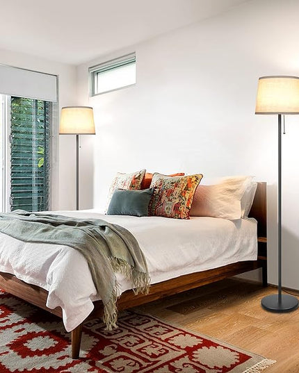 Floor Lamp for Living Room, Modern Standing Lamps with Linen Shade, Simple Design Pole Lamps Tall Floor Lamp for Bedroom, Bulb not Included - LeafyLoom