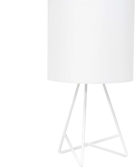 Simple Designs LT2066-WOW 14" Down to the Wire Metal Table Lamp with Fabric Shade, White with White Shade (Pack of 12) - LeafyLoom