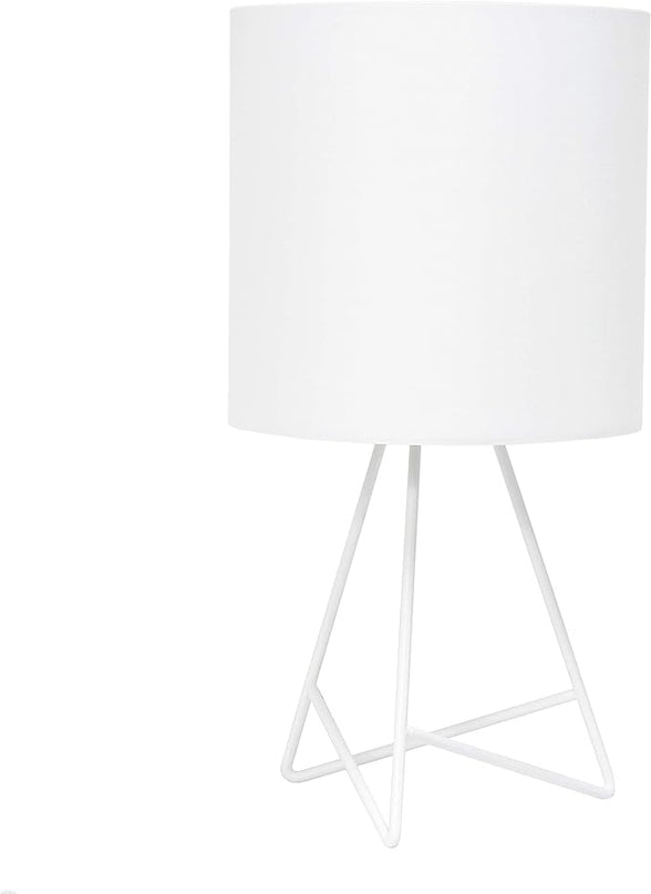 Simple Designs LT2066-WOW 14" Down to the Wire Metal Table Lamp with Fabric Shade, White with White Shade (Pack of 12) - LeafyLoom