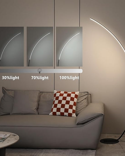 Arc Floor Lamp 65" Modern Standing Lamp with Remote, Black LED Arch Lamps for Living Room Bedroom Office, 3 Color Temperature & Stepless Dimmable Arched Reading Lamp - LeafyLoom