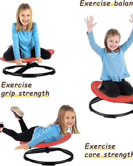 Kids Swivel Chair, Spinning Chair for Kids, Sit and Spin Chair for Kids,Balance Physical Therapy Equipment, Training Body Coordination，Sensory Spinning Seat for Kids (Red) - LeafyLoom