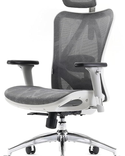 SIHOO M57 Ergonomic Office Chair with 3 Way Armrests Lumbar Support and Adjustable Headrest High Back Tilt Function Light Grey - LeafyLoom