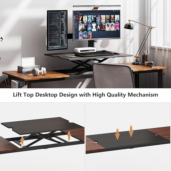 Adjustable Height Standing Desk Whole Piece 71x23 Inch Desktop Home Office Computer Workstation Sit Stand up Desk(71inch)… - LeafyLoom