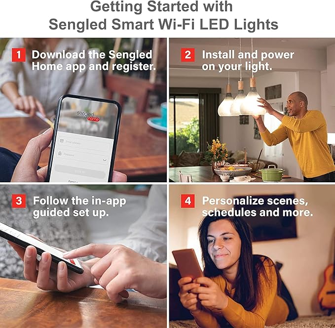 Sengled Alexa Light Bulb, WiFi Light Bulbs No Hub Required, Smart Bulbs that Work with Alexa, Google Home, Dimmable Smart LED Bulb, A19 Soft White (2700K), 800LM 60W Equivalent, 1 Pack Sengled