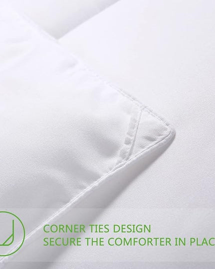 AMGUI White King Bed Clearance Comforter Set with 2 Pillow Shams, White - LeafyLoom