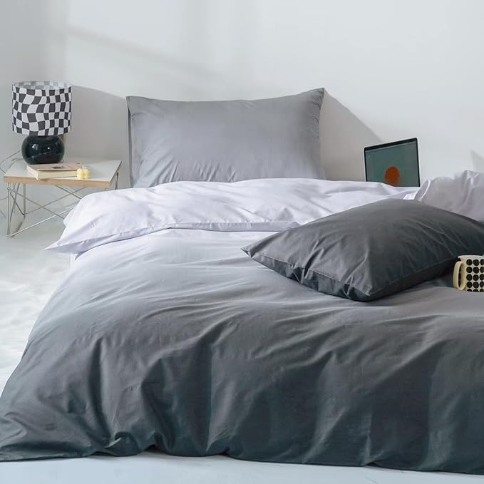 Gradient Gray Comforter Set Ombre White Gray Bedding Set Cal King Women Aesthetic Comforter 3 PCs Gray Color Bed Comforter Set California King Gradient White and Gray Comforter Set - LeafyLoom
