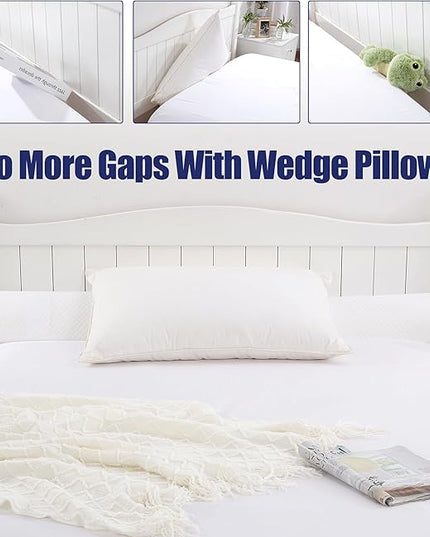 HOMBYS Wedge Pillow Headboard for Bed Gap,Foldable Bed Wedge Gap Filler Queen Size,Matterss Gap Filler,Multi Functional Bed Crack Pillow, Fill The Gap (0-7") Between Your Headboard and Mattress,White - LeafyLoom