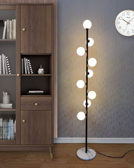 Hsyile Modern Creative Black Floor Lamp for Living Room,Bedroom,Office,Globe High Pole Standing Lamp, Tree Lamp,9 LED Bulbs included - LeafyLoom