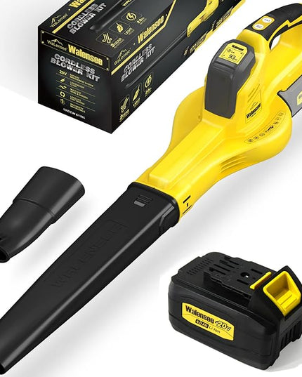 Walensee Upgrade Leaf Blower - 20V Cordless Leaf Blower with 4.0Ah Lithium Battery & Fast Charger Included, Electric Leaf Sweeper for Lawn Clean Lightweight Garden Power Tool for Grass Clipping Patio - LeafyLoom