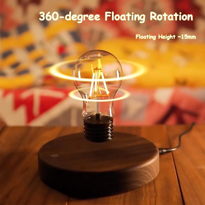 Magenetic Levitating Lamp, Floating Light Bulb, Auto Rotating LED Table Lamp Night Light for Home/Room/Office Decor - LeafyLoom