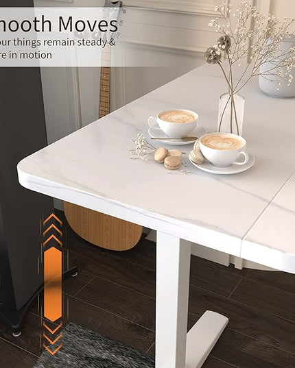 Monomi Height Adjustable Electric Standing Desk, 55 x 28 Inches Stand up Desk, Sit Stand Home Office Computer Desk(White Frame+Marble White Top) - LeafyLoom