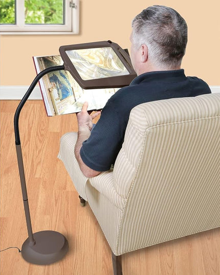 daylight 24 402039-BRNZ Full Page 8 x 10 Inch LED Illuminated Floor, Bronze Magnifier Lamp - LeafyLoom