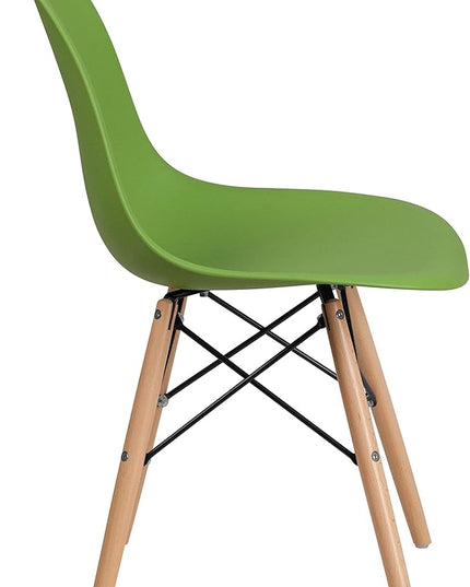 Flash Furniture 2 Pack Elon Series Green Plastic Chair with Wooden Legs - LeafyLoom