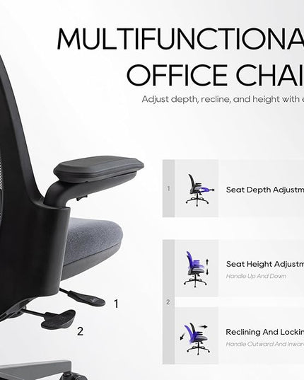 COLAMY Ergonomic Mesh Office Chair 300LBS, Mid Back Office Chair, Computer Desk Chair with Adjustable Lumbar Support, Slide Seat, Tilt Lock-2 Set - LeafyLoom