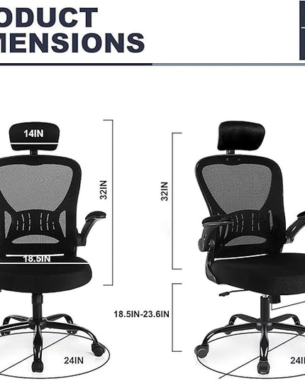 Office Chair Ergonomic Desk Chair Comfort Adjustable Height with Wheels，Lumbar Support Mesh Swivel Computer Home Office Study Task Chair Black (Black, 10 Pack) - LeafyLoom
