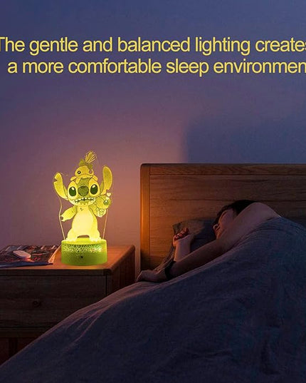 Stitch Night Light for Kids,Stitch Gifts,Christmas and Birthday Party Supplies for Boys/Girls, Stitch Decoration 3D Night Light, 16 Colors Change with Remote - LeafyLoom