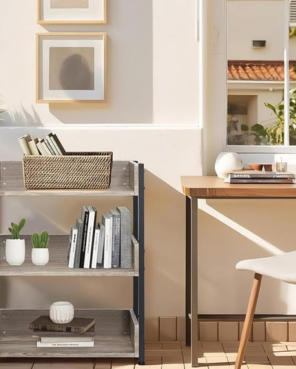 VECELO Bookshelf,Small Bookcase,3-Tier Storage Organizer,Industrial Shelving Unit for Home Office,Living Room,Dormitory,30" H,Brown - LeafyLoom