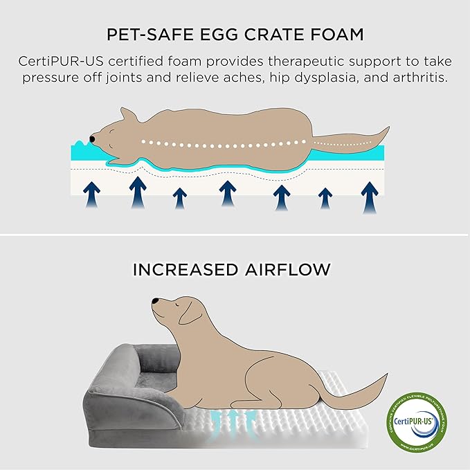 Bedsure XXL Orthopedic Dog Bed - Washable Great Dane Dog Sofa Beds for Giant Dogs, Supportive Foam Pet Couch Bed with Removable Washable Cover, Waterproof Lining and Nonskid Bottom, Lavender BEDSURE