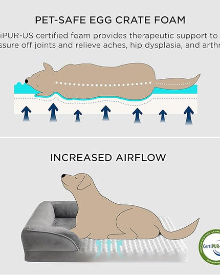 Bedsure Orthopedic Dog Bed for Medium Dogs - Waterproof Dog Sofa Beds Medium, Supportive Foam Pet Couch Bed with Removable Washable Cover, Waterproof Lining and Nonskid Bottom, Brown Checks BEDSURE