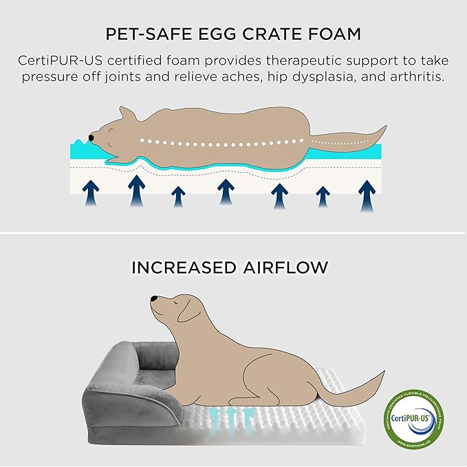 Bedsure Orthopedic Dog Bed for Extra Large Dogs - XL Plus Waterproof Dog Sofa Beds, Supportive Foam Pet Couch Bed with Removable Washable Cover, Waterproof Lining and Nonskid Bottom, Dark Green BEDSURE