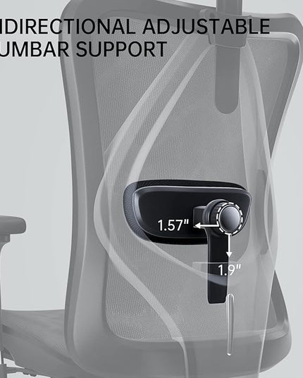 SIHOO M57 Ergonomic Office Chair with 3 Way Armrests Lumbar Support and Adjustable Headrest High Back Tilt Function Grey - LeafyLoom